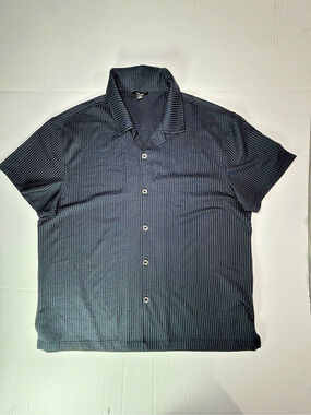 Reiss Warwick Textured-Knit Cuban-Collar Shirt Black XL